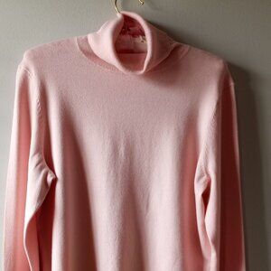 'Talbots Petite' LS Pastel Pink Turtleneck fine Cotton blend Sweater Size MP